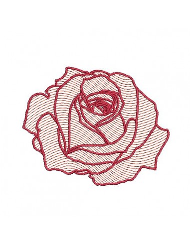 Instant download machine embroidery red rose flower