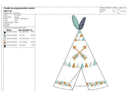 Instant download machine embroidery  indian tipi