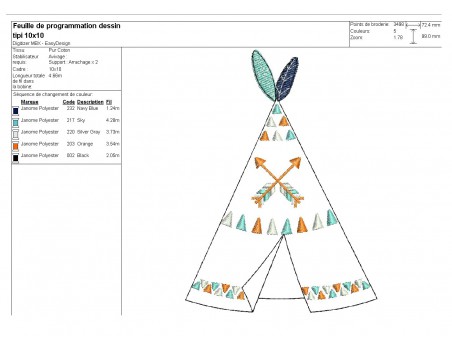 Instant download machine embroidery  indian tipi