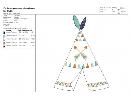 Motif de broderie machine  tipi indien