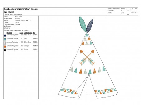 Motif de broderie machine  tipi indien