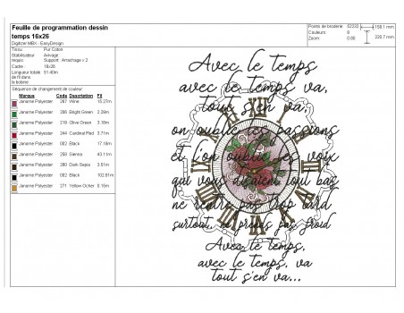 Instant download machine embroidery flower clock