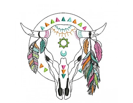 Embroidery design mandala buffalo head