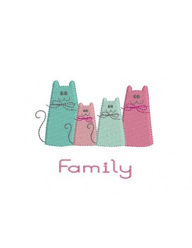 Motif de broderie la famille de chats