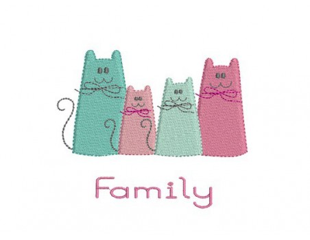 Motif de broderie la famille de chats