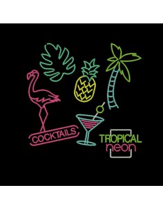 Motif de broderie machine flamant rose tropical néon