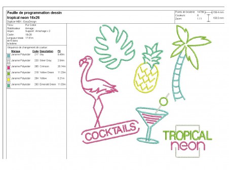 Instant download machine embroidery design flamingos tropical vibes with mylar