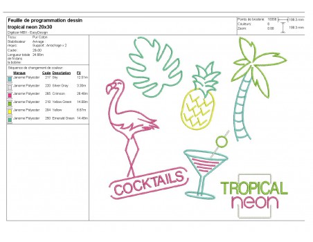 Instant download machine embroidery design flamingos tropical vibes with mylar