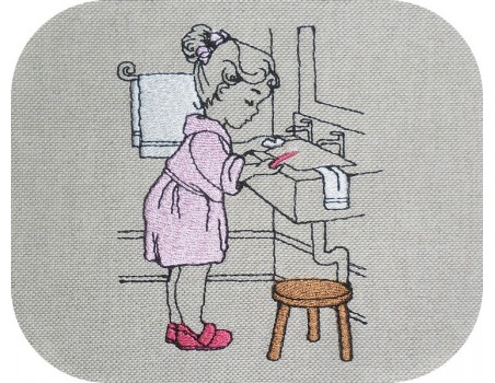 Instant download machine embroidery design vintage kids cooking