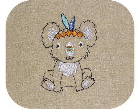 Motif de broderie machine  koala indien