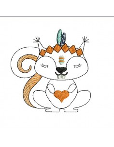 Instant download machine embroidery  indian squirrel