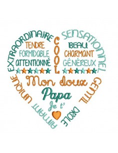 Motif de broderie texte doux   papa