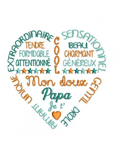 Motif de broderie texte doux   papa