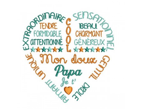 Motif de broderie texte doux   papa