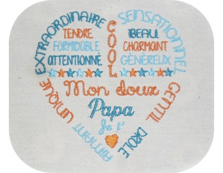 Motif de broderie texte doux   papa