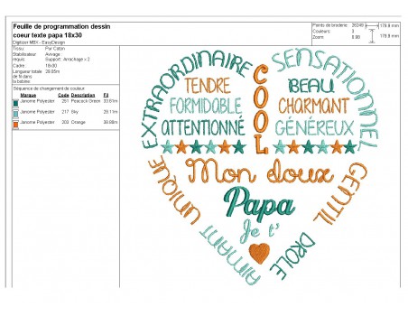 Motif de broderie texte doux   papa