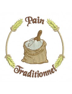 Motif de broderie machine sac de farine  pain traditionnel