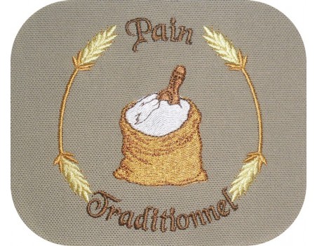 Motif de broderie machine sac de farine  pain traditionnel