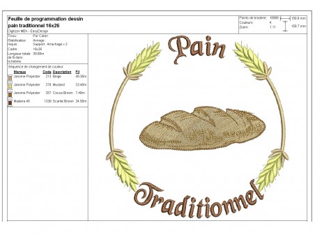 Motif de broderie machine  pain traditionnel