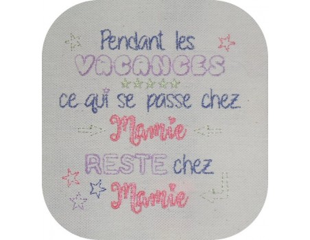 Motif de broderie  texte mamie