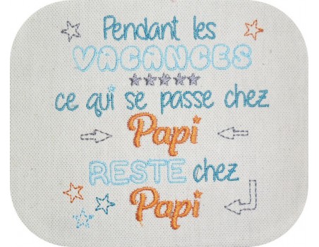 Motif de broderie  texte papi