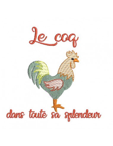 Motif de broderie machine le coq en mylar