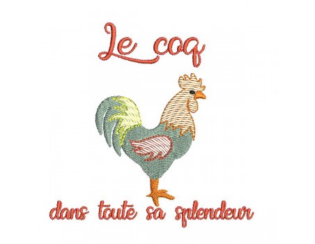 Motif de broderie machine le coq en mylar