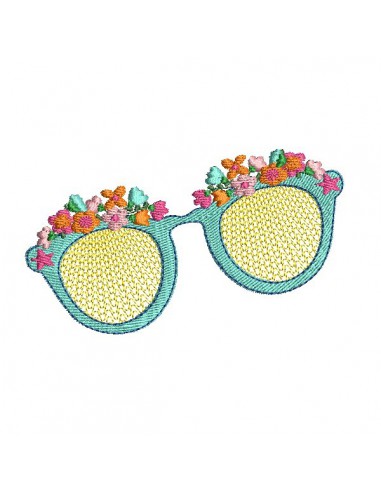 Motif de broderie machine lunettes fleurs en mylar