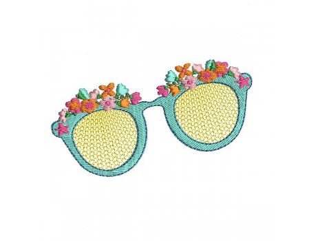 Motif de broderie machine lunettes fleurs en mylar