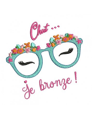 Motif de broderie machine lunettes fleurs chut je bronze