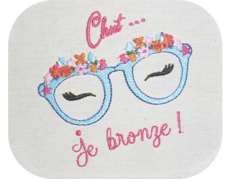 Motif de broderie machine lunettes fleurs chut je bronze