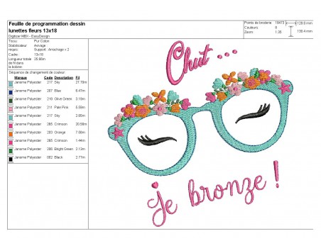Instant download machine embroidery design mylar sunglasses