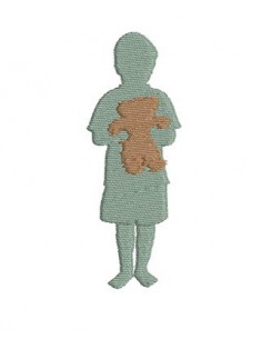 Motif de broderie  garçon avec son ours