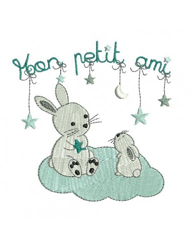 Instant download machine embroidery white rabbit