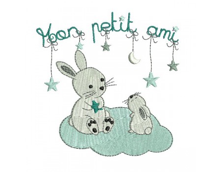 Instant download machine embroidery white rabbit