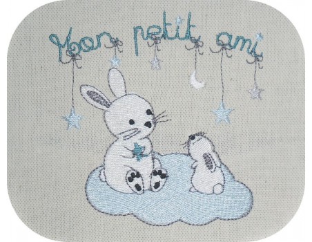 Instant download machine embroidery white rabbit