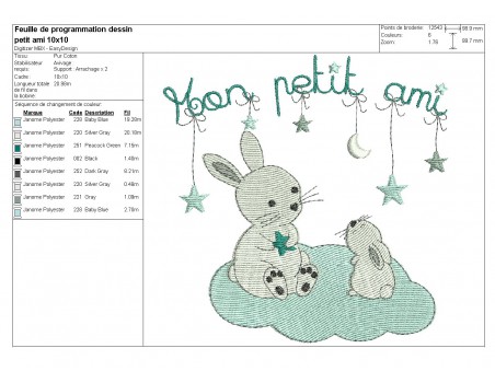 Instant download machine embroidery white rabbit