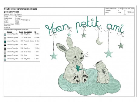 Instant download machine embroidery white rabbit