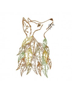 Embroidery design buffalo head with feathers