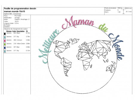 Motif de broderie  maman du monde