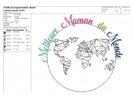 Motif de broderie  maman du monde