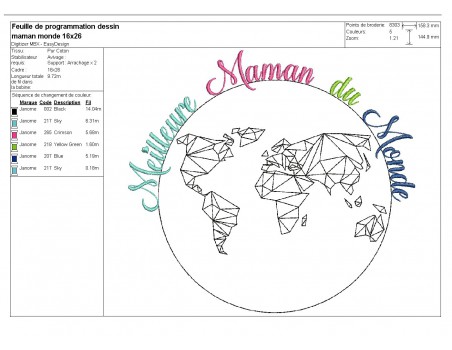 Motif de broderie  maman du monde