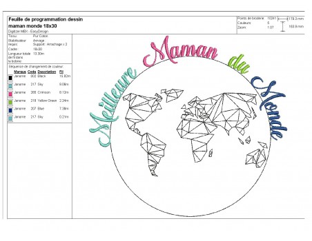 Motif de broderie  maman du monde