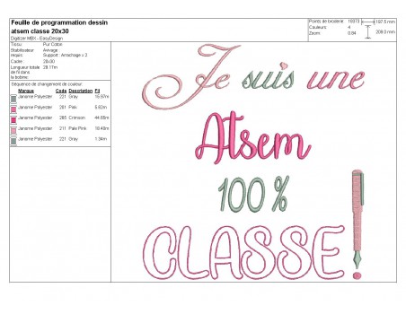 Motif de broderie  atsem classe