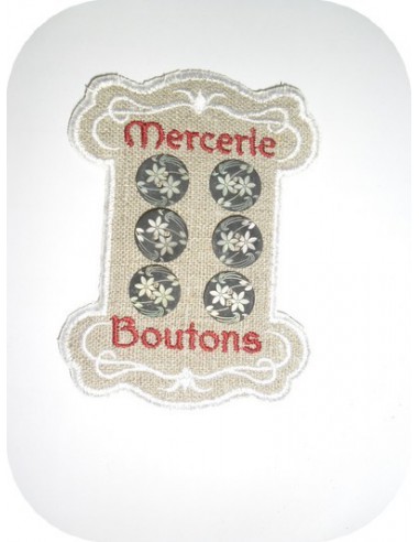 Motif de broderie cartonnette mercerie bouton