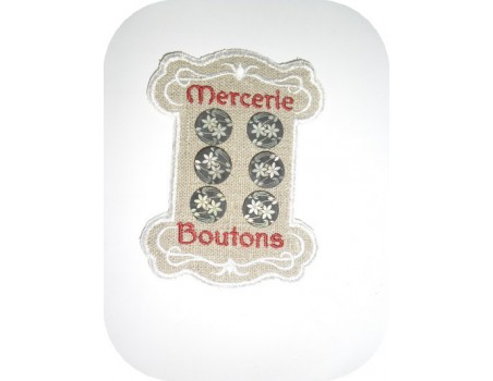 Motif de broderie cartonnette mercerie bouton