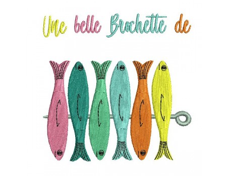 Motif de broderie machine brochette de sardines