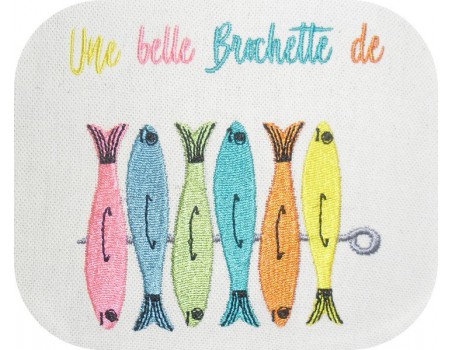 Motif de broderie machine brochette de sardines