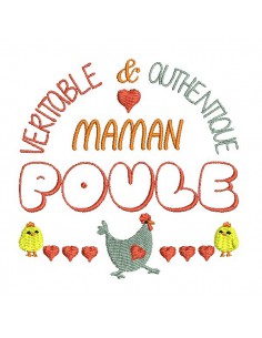 Motif de broderie machine maman poule