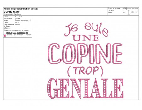 Motif de broderie  machine copine